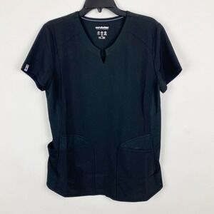 Scrubstar Black Performance Fit 4 Way Stretch Moisture Odor Control Scrub Top M